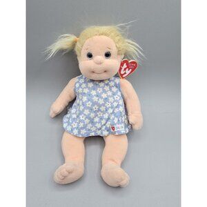 Ty Beanie Kids ANGEL 11" Doll Toy Blonde Hair Blue Floral Dress 2000 Vintage Tag